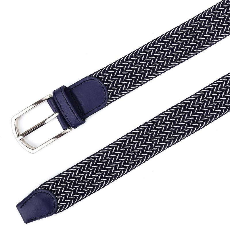 Radmire Braided Canvas Woven Elastic Stretch Belts for Men/Women/Junior with Multicolored (Blue-White, X-Large/40-42" Waist) - Image 4